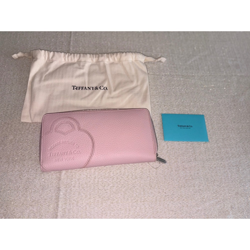 Tiffany & Co. continental Wallet Pink  Heart saffino Leather Italy new‎